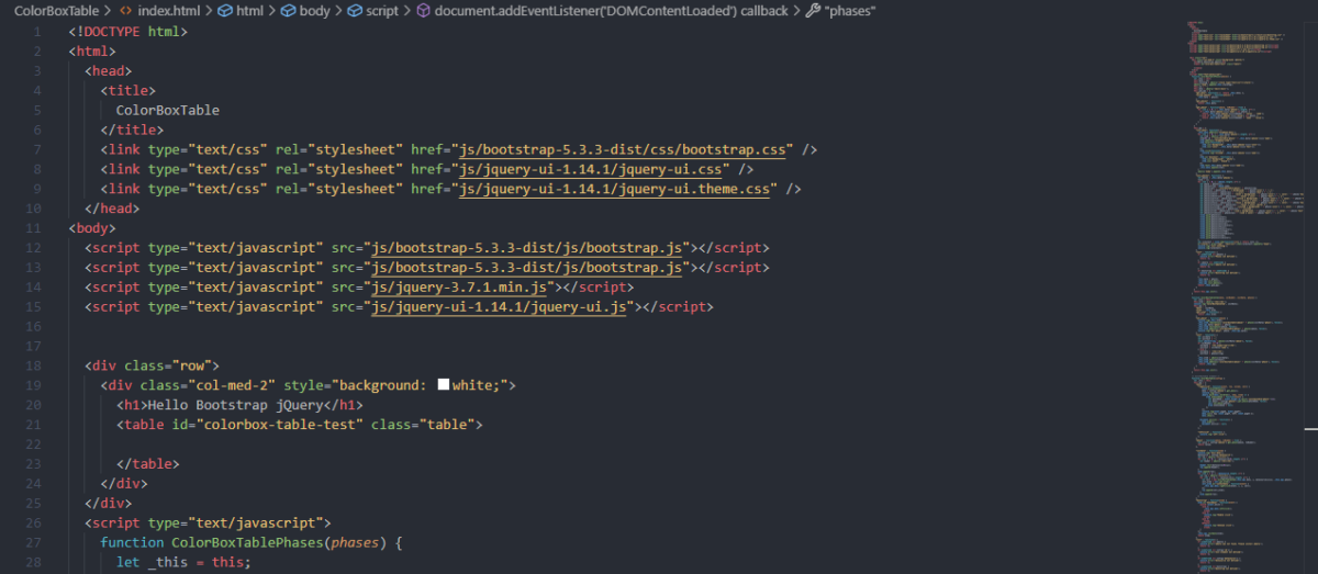 Code View of a Web Page in html