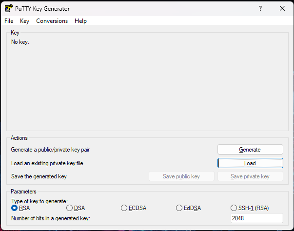 PuTTYgen Key Generator GUI