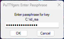 PuTTYgen GUI: Enter Passphrase